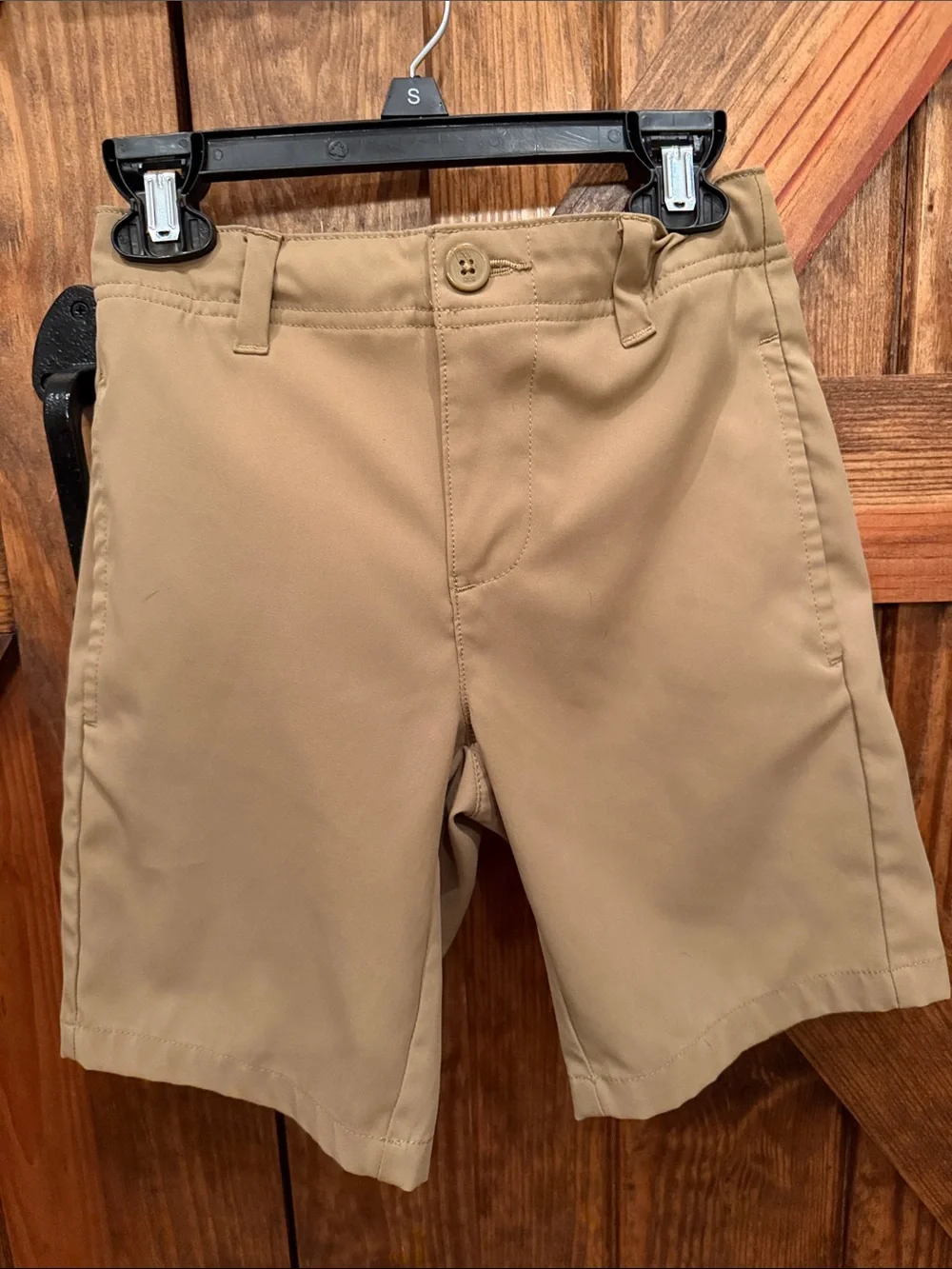 bcg Tan Flat-Front Kids Performance Shorts-Size Small